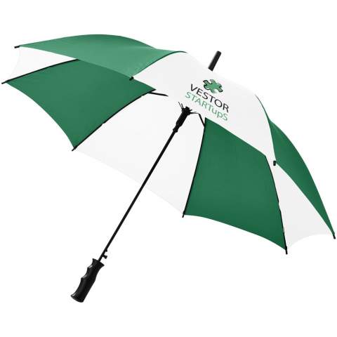 23" umbrella with metal shaft, metal ribs and plastic handle.