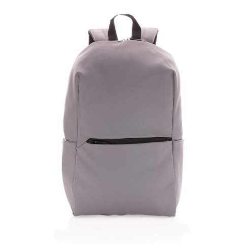 This minimalist, modern backpack made of smooth PU is fully lined and features an inner 15.6 inch laptop compartment, a spacious main compartment and 2 inner pockets and 2 pen loops. Mesh padded back and adjustable straps. Exterior 100% PU. Interior 100% 210D polyester. PVC free.<br /><br />FitsLaptopTabletSizeInches: 15.6<br />PVC free: true