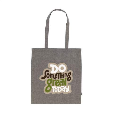 WoW! Shopping bag made from blended, 100% recycled cotton (180 g/m²). With long handles. GRS-certified. If you choose this product, you choose sustainable cotton. This cotton is recycled. As a result, the colour may vary per product.