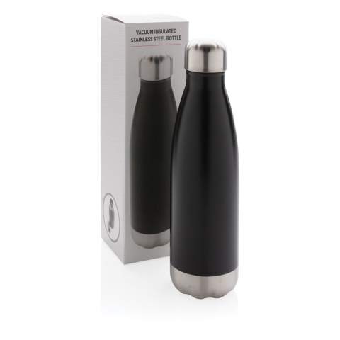 Elevate your daily water intake with this vacuum insulated stainless steel bottle. The bottle keeps chilled beverages cold for up to 15 hours and hot drinks warm for up to 5 hours. With a base that fits in most cup holders, this sleek looking water bottle will keep you hydrated on the go wherever you are. Capacity 500ml.<br /><br />HoursHot: 5<br />HoursCold: 15