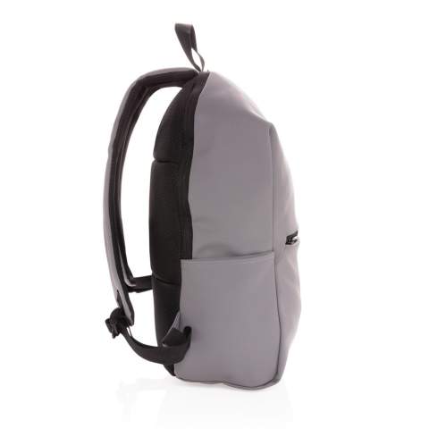 This minimalist, modern backpack made of smooth PU is fully lined and features an inner 15.6 inch laptop compartment, a spacious main compartment and 2 inner pockets and 2 pen loops. Mesh padded back and adjustable straps. Exterior 100% PU. Interior 100% 210D polyester. PVC free.<br /><br />FitsLaptopTabletSizeInches: 15.6<br />PVC free: true