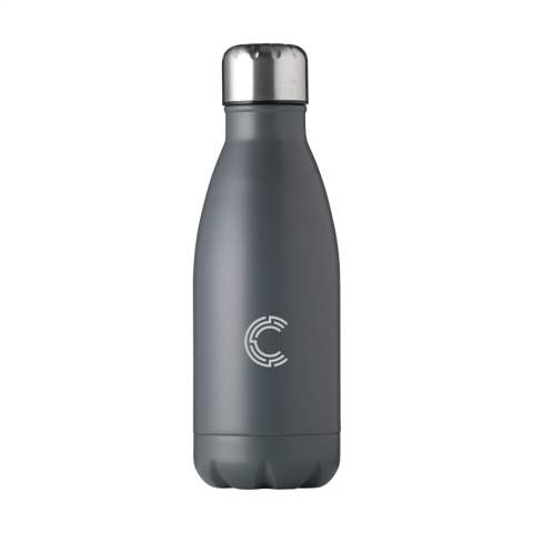 Einwandige Wasserflasche aus Edelstahl mit auslaufsicherem Schraubverschluss. Fassungsvermögen: 500 ml. Pro Stück in einer Verpackung.