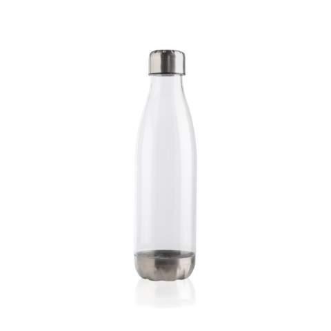 Erhöhen Sie Ihre tägliche Wasseraufnahme mit dieser auslaufsicheren Wasserflasche mit Stainless-Steel-Deckel und -Boden und transparentem Gehäuse. In einer Form, die in die meisten Getränkehalter passt. Inhalt: 500ml. BPA frei. Nur Handwäsche.