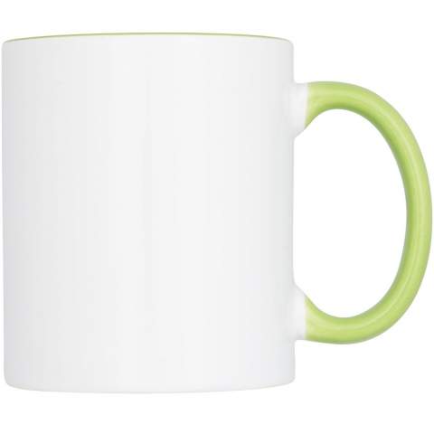 This classic design ceramic mug has a special coating for sublimation. Mug has coloured inner with matching colour handle. Dishwasher safe in accordance with EN12875-1 (at least 125 washing cycles) for all decoration methods. Volume capacity is 330ml. Presented in a white carton box.