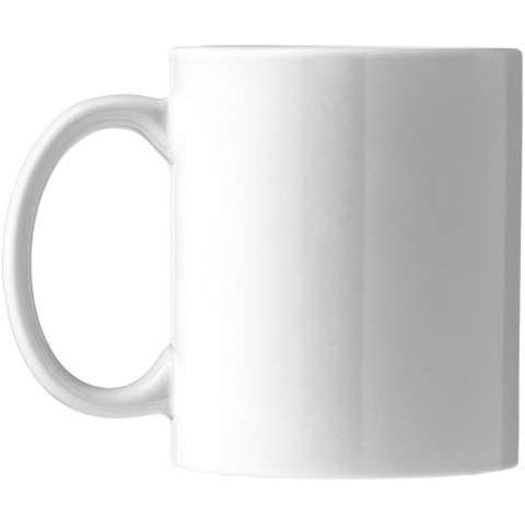 Gift set of four ceramic 330 ml mugs. Presented in a white gift box with see-through window.