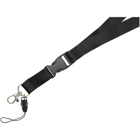 Sagan lanyard with detachable buckle, phone holder.The multi-function lanyard offering a detachable buckle, hook clip and a phone holder. In a wide range of colours with impressive logo sizes the most complete offering available.