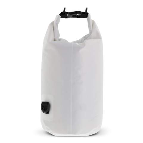 Waterwerende tas voor bijvoorbeeld op het strand, op de boot of tijdens een wandeling. Gevuld met lucht blijft de tas in noodgevallen ook tijdelijk op het water drijven! Met de extra ring en karabijnhaken is deze tas ook eenvoudig als schoudertas te gebruiken. Waterafstotend IPX6, bestand tegen hoge druk waterstromen uit alle richtingen. Houd de tas niet onder water.