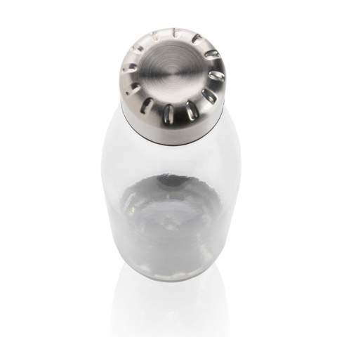 Erhöhen Sie Ihre tägliche Wasseraufnahme mit dieser auslaufsicheren Wasserflasche mit Stainless-Steel-Deckel und -Boden und transparentem Gehäuse. In einer Form, die in die meisten Getränkehalter passt. Inhalt: 500ml. BPA frei. Nur Handwäsche.