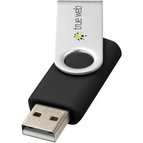 32 GB rotatable USB flash drive with a key ring. For your convenience, plain orders are delivered with separate gift boxes. USB version is 2.0, write speed is over 2.92 MB/s and read speed is over 9.76 MB/s.