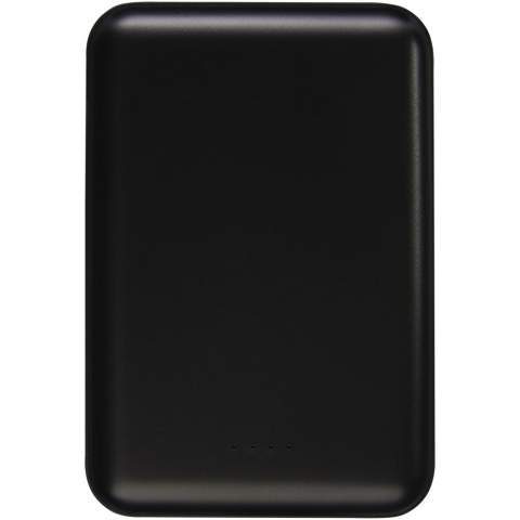 Platte en duurzame powerbank met een 5000 mAh polymeerbatterij. Kan met een laser worden gegraveerd op het voorpaneel, waardoor het logo oplicht wanneer de powerbank wordt ingeschakeld of wordt gebruikt. Uitgang: 5 V/2A. Ingang: 5 V/2A. Geen accessoirekabel meegeleverd vanwege duurzaamheidsdoeleinden.
