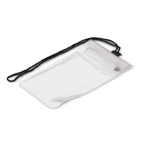 Handy water-resistant pouch to protect your smartphone or camera. It can also be used to store personal documents or your passport when travelling. Neck cord (L=120cm) included. Suitable for most smartphones.