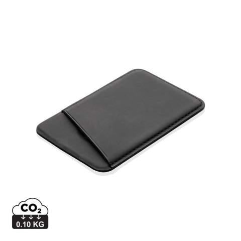 Snap on this stylish magnetic wallet on the back of your Iphone ( from iPhone12 and up) . The perfect way to keep your ID or credit card close at hand without having to take your whole wallet. Crafted from high quality PU. Supports up to two cards. With 12 high quality N52H heat resitant magnets integrated for perfect adhesion and alignment. PVC free.