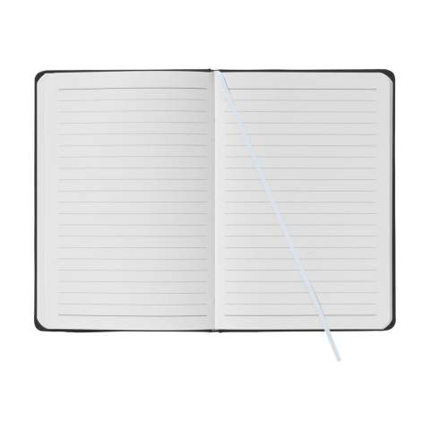 Practical and handy notebook in A5 format. With approx. 80 sheets/160 pages of cream coloured, lined paper (80 g/m²), sturdy PU cover, elastic closure and silk ribbon.