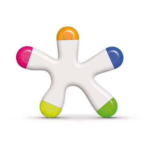Toppoint design highlighter with five different writing colours. Print on the body.