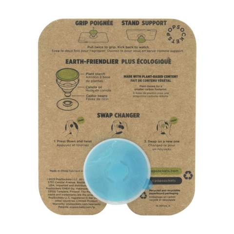 Accessoire de téléphone pratique et multifonction. Développé avec 35% de matières végétales, notamment de l'amidon de maïs, de l'huile de canola et des graines de ricin. Fixez cet élément avec la bande adhésive 3M au dos de votre téléphone et profitez de ses fonctionnalités pratiques : prise confortable pour une tenue optimale, support fonctionnel et support pour selfie. Peut se positionner dans 2 positions de pop-up différentes et flexible afin que vous puissiez mettre le smartphone dans n'importe quelle position. Convient à tous les modèles courants de smartphones, iPhones et autres appareils. Pour une utilisation optimale et préserver au mieux votre PopSocket®, lisez les instructions fournies.      Informations supplémentaires sur le délai de livraison : 60 - 500 pièces : 1 semaine, 500 - 1 500 pièces : 2 semaines. À partir de 1 500 pièces, prix et délai de livraison sur demande. PopSockets® ne sont fournis qu’avec l’impression.  Une carte (85 x 108 mm) en papier kraft est fournie en standard avec le PopSocket. Elle ne peut pas être imprimée en couleur. Si vous souhaitez faire imprimer une carte, cela n'est possible que sur une carte blanche.