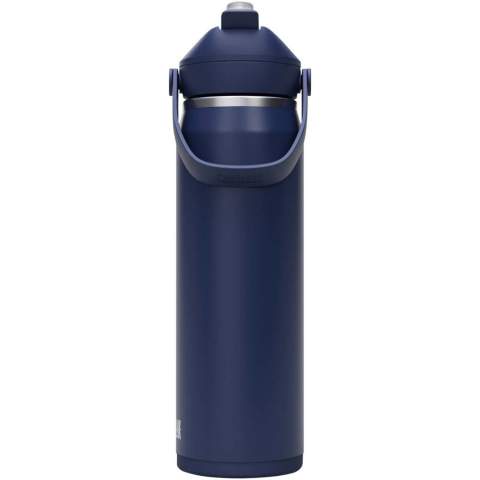 Die Camelbak® Thrive Flip VSS (vakuumisolierte Edelstahl-) Wasserflasche wurde entwickelt, um den ganzen Tag über für ausreichend Flüssigkeitszufuhr zu sorgen. Ein integrierter Stoßschutz schützt sie vor Beulen und gewährleistet einen sicheren Halt auf fast jeder Oberfläche. Eine robuste und langlebige Vollpulverbeschichtung sorgt dafür, dass Getränke ihren Geschmack behalten, während die doppelwandige Vakuumisolierung sie stundenlang heiß oder kalt hält. Ein Strohhalm, ein EasyFlow-Ventil, ein 100 % auslaufsicherer Deckel, eine Schutzhülle und ein weicher, schwenkbarer Griff, der das Tragen erleichtert, sind weitere Merkmale. Dank ihres Designs passt sie in die meisten Getränkehalter und ist daher ideal für Reisen oder Tageswanderungen. Die gesamte Flasche ist spülmaschinenfest, was eine schnelle und einfache Reinigung ermöglicht. Fassungsvermögen: 750 ml. 