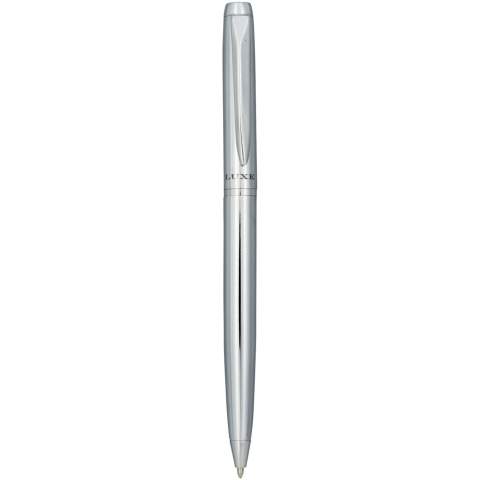 Exclusively designed ballpoint pen with shiny chrome accents. Incl. premium black ink refill and packed in a ''LUXE'' gift box (15x3.5x2 cm).