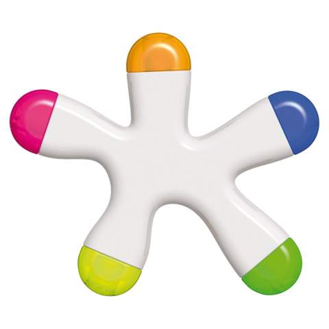 Toppoint design highlighter with five different writing colours. Print on the body.