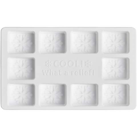 This ice cube tray offers a novel way of presenting your logo or message on a very useful product. Your message can be added to the central area and/or to the base of each individual cube mould through relief moulding, for a tactile finish.