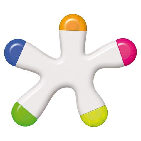 Toppoint design highlighter with five different writing colours. Print on the body.