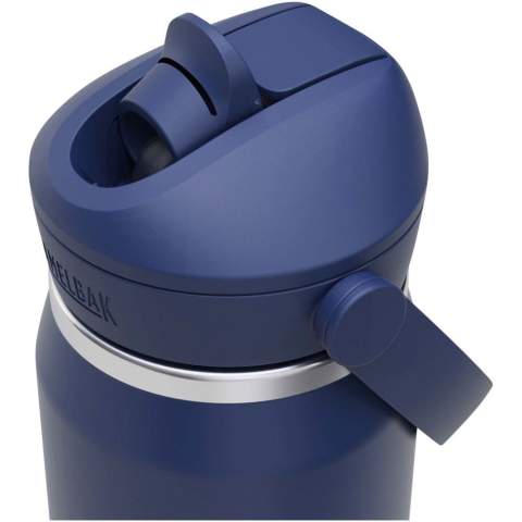 Die Camelbak® Thrive Flip VSS (vakuumisolierte Edelstahl-) Wasserflasche wurde entwickelt, um den ganzen Tag über für ausreichend Flüssigkeitszufuhr zu sorgen. Ein integrierter Stoßschutz schützt sie vor Beulen und gewährleistet einen sicheren Halt auf fast jeder Oberfläche. Eine robuste und langlebige Vollpulverbeschichtung sorgt dafür, dass Getränke ihren Geschmack behalten, während die doppelwandige Vakuumisolierung sie stundenlang heiß oder kalt hält. Ein Strohhalm, ein EasyFlow-Ventil, ein 100 % auslaufsicherer Deckel, eine Schutzhülle und ein weicher, schwenkbarer Griff, der das Tragen erleichtert, sind weitere Merkmale. Dank ihres Designs passt sie in die meisten Getränkehalter und ist daher ideal für Reisen oder Tageswanderungen. Die gesamte Flasche ist spülmaschinenfest, was eine schnelle und einfache Reinigung ermöglicht. Fassungsvermögen: 750 ml. 