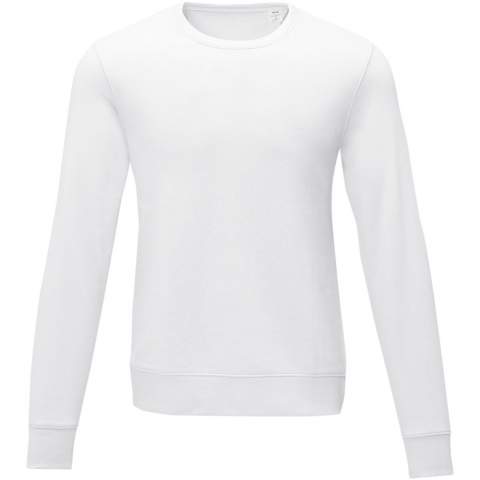 The Zenon men's crewneck sweater – combines comfort with a classic design. Made from a 240 g/m² blend of cotton and polyester. The classic crew neck design is accentuated by flat knit rib details on the collar, cuffs, and bottom hem, providing a snug fit and a touch of sophistication. Additionally, the interior custom branding options allow personalised branding or customisation inside the sweater. The brushed interior adds an extra layer of coziness, making it perfect for colder days. With its thoughtful design and quality materials, the Zenon sweater is a versatile essential that adds a dash of individuality to your look while ensuring maximum comfort.