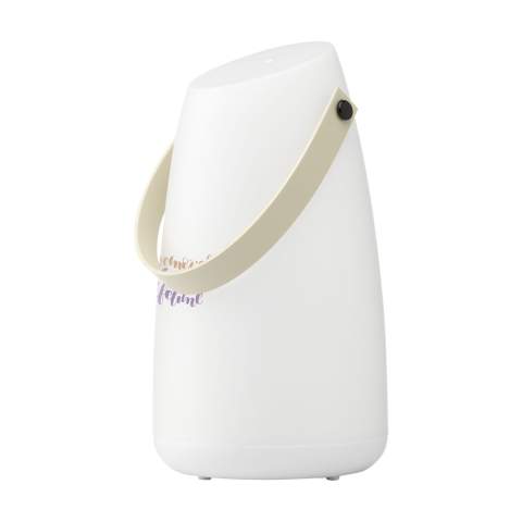 Wireless, plastic table lamp with LED mood lighting. With 2 settings: bright white light or warm white light. With handle. Easy to hang up or take with you. Includes user manual. Batteries and user manual incl. Each item is supplied in an individual brown cardboard box.