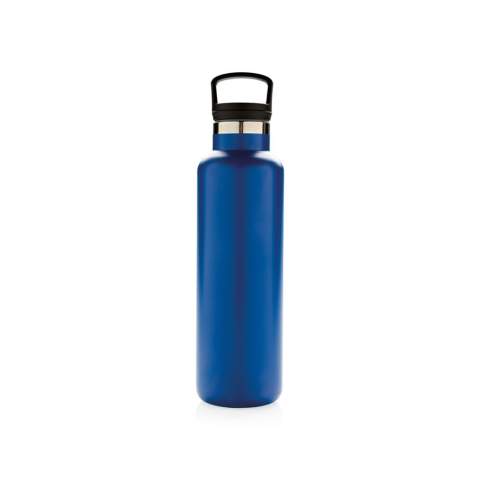 Pulverbeschichtete, doppelwandig isolierte Vakuumflasche mit schwarzem Griff. Der 2-in-1 Deckel mit Filter eignet sich perfekt für Tee oder als Aromafach. Die Flasche für alle Anlässe! 304 SS innen und 201 SS außen hält Ihre Getränke für bis zu 5h warm und 15h kalt. Die weiß-graue ist PMS Cool Gray 1. Inhalt: 600ml. Nur Handwäsche.<br /><br />HoursHot: 5<br />HoursCold: 15