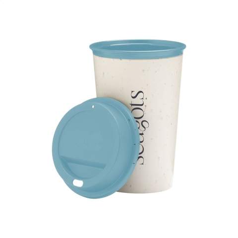 Double-walled, circular reusable coffee-to-go cup with lid. A product of the brand Circular&Co. The outer insulating layer of this cup is made from used single-use coffee cups. With inner wall and lid with drinking hole made of PP. The Now Cup is insulated, keeping your hands cool and your coffee or tea hot. Food Safe and leakproof. 100% recyclable. Dishwasher-safe. Washing by hand is recommended to preserve the imprint. Capacity 340 ml. Made in the UK.      EXTRA INFO: With a minimum order of 5,000 pieces, the lid of this product is available in any PMS colour. A way to create a perfect match between product and imprint.