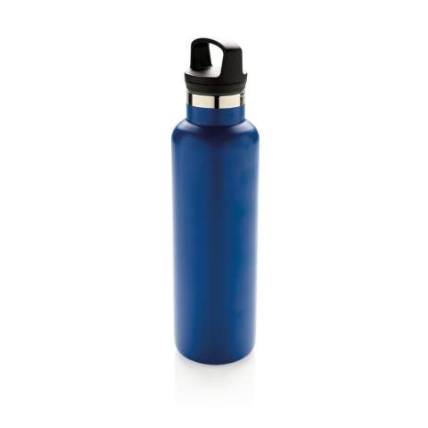 Pulverbeschichtete, doppelwandig isolierte Vakuumflasche mit schwarzem Griff. Der 2-in-1 Deckel mit Filter eignet sich perfekt für Tee oder als Aromafach. Die Flasche für alle Anlässe! 304 SS innen und 201 SS außen hält Ihre Getränke für bis zu 5h warm und 15h kalt. Die weiß-graue ist PMS Cool Gray 1. Inhalt: 600ml. Nur Handwäsche.<br /><br />HoursHot: 5<br />HoursCold: 15