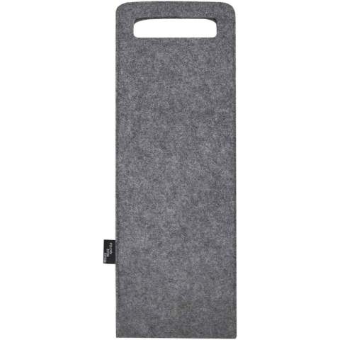 Sac à vin en feutrine recyclée certifiée GRS, douce et durable, au design épuré et muni de poignées pour faciliter le transport. Capacité : 75 cl.