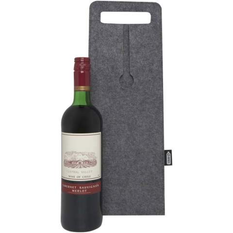 Sac à vin en feutrine recyclée certifiée GRS, douce et durable, au design épuré et muni de poignées pour faciliter le transport. Capacité : 75 cl.
