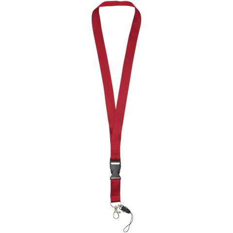 Sagan lanyard with detachable buckle, phone holder.The multi-function lanyard offering a detachable buckle, hook clip and a phone holder. In a wide range of colours with impressive logo sizes the most complete offering available.