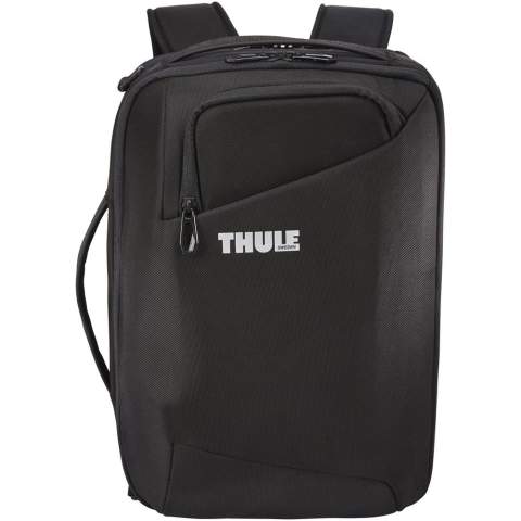 Une sacoche écologique 2-en-1 qui se transforme en sac à dos pour faciliter vos voyages d'affaires. Comprend des poches conçues pour un MacBook® de 16" ou un PC de 15,6" et une tablette de 10,5". Plusieurs poches d'organisation internes pour sécuriser le contenu en mode sacoche ou sac à dos, et une bandoulière amovible et rembourrée pour le transporter confortablement en mode sacoche. Fabriqué en polyester 1680 recyclé 100 % avec fermeture zippée YKK.