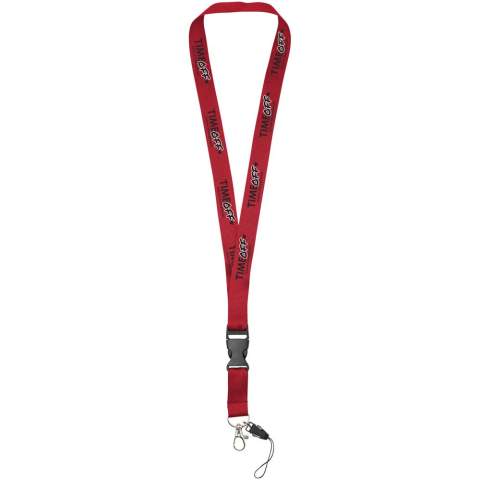 Sagan lanyard with detachable buckle, phone holder.The multi-function lanyard offering a detachable buckle, hook clip and a phone holder. In a wide range of colours with impressive logo sizes the most complete offering available.