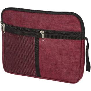 Toiletry bag with zipperered closure main compartment designed with heathered colour effect. Features two front small pockets (1 meshed and 1 regular). There may be minor variations in the colour of the actual product due to the nature of the fabric dyes, weaves, and printing.