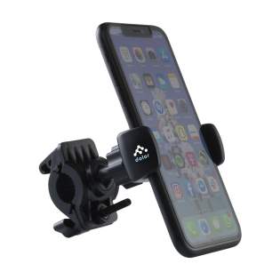 Universal, adjustable phone holder made of sturdy ABS plastic. Easy to attach to the handlebars or the crossbar. This allows you to easily use your smartphone hands-free while cycling. Suitable for all phones up to a maximum width of 8.8 cm. Each item is individually boxed.