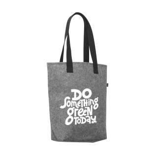 Robust shopping bag made from recycled PET plastic bottles. This RPET bag has long, woven cotton handles and extra wide base. Capacity approx. 18 litres.