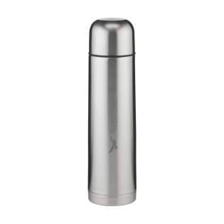 Double-walled, vacuum-insulated, stainless steel thermo bottle with screw cap/drinking cup and handy push-pour system. Capacity 1,000 ml. Each piece in a box.