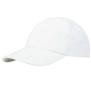 Sustainable promotional headwear. Pre-curved visor. Back panels with laser cutting holes for ventilation. Metal buckle closure. Head circumference: 58 cm.