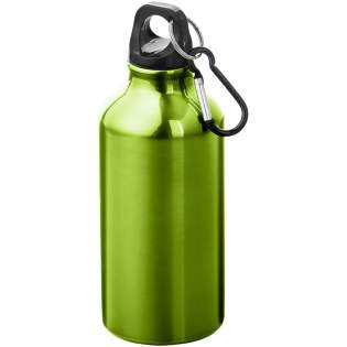Staying hydrated at all times is possible with this durable yet lightweight 400 ml aluminium drinking bottle. It is the perfect companion while exercising, on day trips or at the office. The single wall Oregon bottle has a twist-on lid and offers plenty of space to add any kind of logo. Clip the attached carabiner (not suitable for climbing) securely to a bag to avoid losing it..