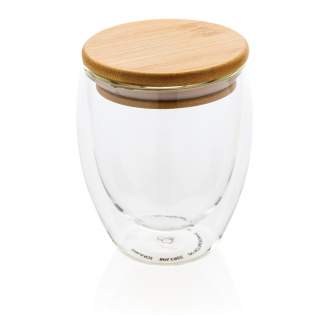 This double wall borosilicate glass has a sleek 2 layer design which showcases all your favourite drinks! No matter what you serve, cappuccino, tea or latte, it will be nice and  hot while your hand stays cool. Incudes a bamboo lid. It is recommended to handwash the glass and bamboo lid. Capacity 250ml. BPA free.