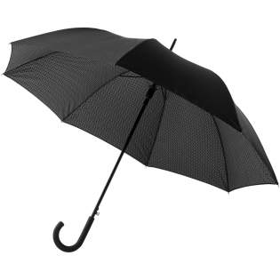 Cardew 27" double-layered auto open umbrella. Umbrella with 2 layers canopy with art deco inspired interior canopy. Automatic opening. Pongee canopy and matching case. Steel shaft. Delicate rubberized handle. Pongee polyester. 