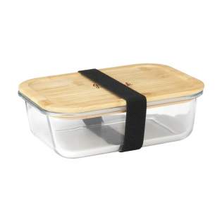 Lunch box made from high-quality borosilicate glass that can withstand high temperature differences. It has a bamboo lid that closes perfectly thanks to the silicone edge on the bottom. This allows the contents to be kept airtight. Also suitable as a fresh box. Includes elastic closure. A sustainable and environmentally friendly product. Only the glass is dishwasher safe and suitable for use in the microwave, oven and freezer. Each item is supplied in an individual brown cardboard box.