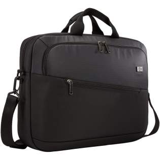A sleek laptop briefcase with storage and protection for the workday or business travel. Padded storage for a laptop up to 15.6". Slip pocket for a tablet up to 12". Organization panel with storage for a  notebook, small accessories and keys. Front pocket that provides quick access to small items. Dedicated file pocket. Luggage pass through panel for travel. 