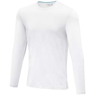 Sustainable promotional apparel. Self fabric collar. Crew neck. Stretch fabric. Pick-stitch details. Bi-coloured branded shoulder to shoulder tape. Heat transfer main label for tagless comfort. 