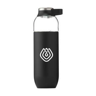 Luxury water bottle made of clear, high-quality Eastman Tritan™; BPA-free, environmentally conscious, durable and reusable. With distinctively soft coloured PP sleeve. Screw cap with stainless steel accent and handy carrying ring. Leak-proof. Capacity 740 ml.