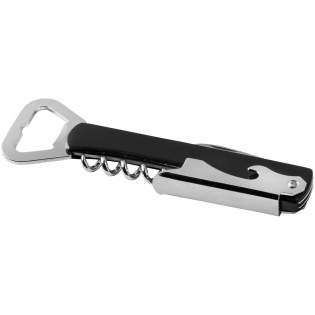 Waitress knife with bottle opener, corkscrew and foil cutter.