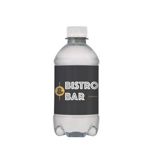 330 ml sparkling spring water in a bottle made from 100% recycled plastic (R-PET), with screw cap