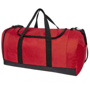 Duffel bag with a large main compartment and a reinforced base panel. Features an expandable wet/dry pocket with beath mesh hole and a removable padded shoulder strap. 